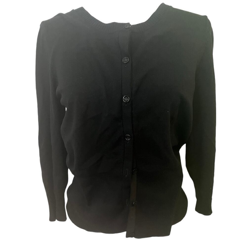 Vintage W&B Black Button Down Silk Blend Sweater Fitted   M​